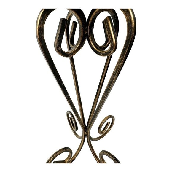 Distressed Black Gold Scroll Metal 11 inch Pillar Candle Holder A1 - Picture 4 of 8